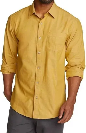 Eddie Bauer Camano Long Sleeve Button Up Shirt In Yellow