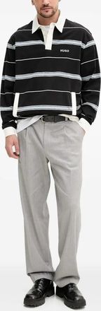 HUGO BOSS Polo a righe stile rugby - Nero