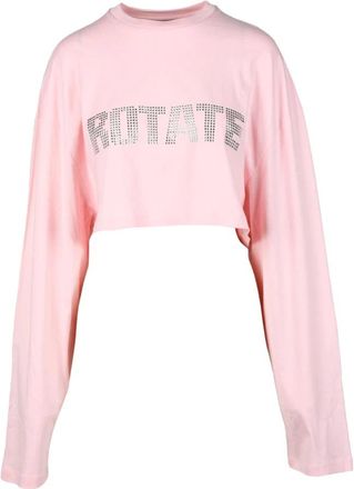 Rotate Katoenen T-shirt - Dames - Longsleeves - Roze - XS - Katoen - Tops