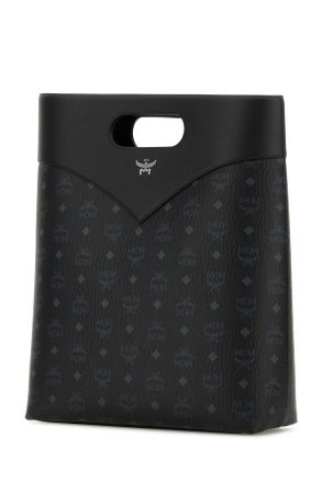 MCM Womens Printed Canvas Shopping Bag Black Borse A Mano