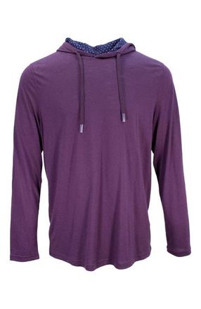 Lords of Harlech Hugo Extra Fine Merino Wool Lightweight Hoodie in Plum at Nordstrom, Size X-Large
