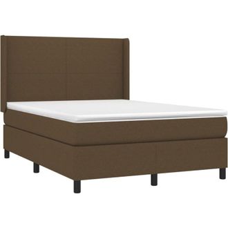 vidaXL Vidaxl - Cama Box Spring Colch&oacute;n Luces Led Tela Marr&oacute;n Oscuro 140x190 Cm
