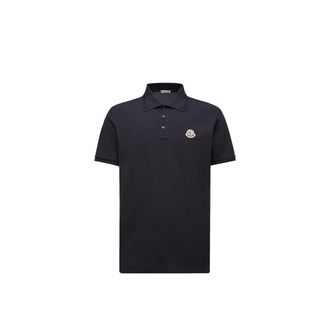 Moncler Logo Patch Cotton Piquet Polo Shirt Blue Size 3XL