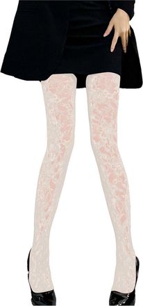 Generic Womens Patterned Lace Fishnet Net Tights With Pattern Prints Fashion Pantyhose Stockings High Waisted Night Club Fishnet Pantyhose Vintage Ladies Part