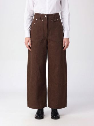 Simone Rocha High-Waisted Wide Leg Baggy Jeans in Cotton Denim with Rhinestones