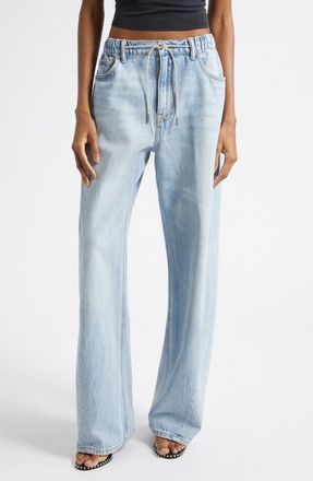 Alexander Wang Crystal Drawcord Balloon Jeans in Light Bleach at Nordstrom, Size 26