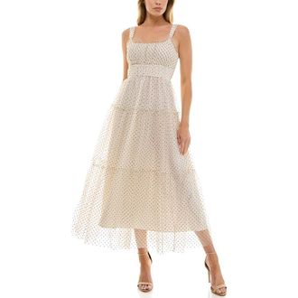 Socialite Dot Mesh Sleeveless Maxi Dress in Ivory/Black at Nordstrom Rack, Size X-Large