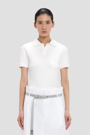 Victoria Beckham Polo Collar Top In White XS