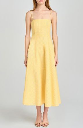 Wayf Josefina Gingham Fit & Flare Midi Dress in Yellow at Nordstrom, Size X-Large