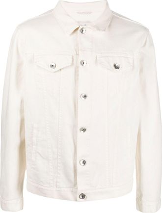 Brunello Cucinelli long-sleeve denim jacket - men - Cotton/Cotton/Spandex/Elastane - 50 - White