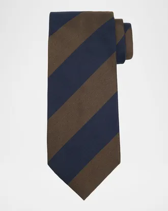 Dunhill Men & apos;s Silk Wide Stripe Mulberry Silk Tie