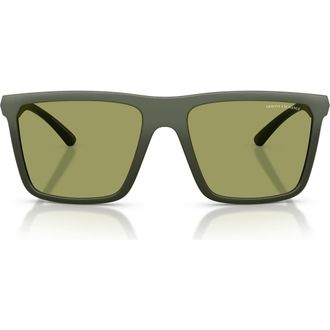 A|X Armani Exchange 57mm Square Sunglasses in Matte Green /Green at Nordstrom