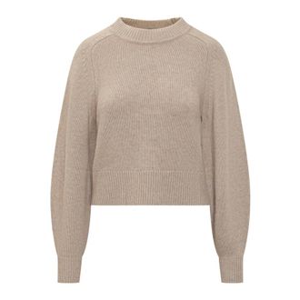 Isabel Marant Isabel Marant, Round-neck Knitwear, female, Beige, Size: 2XS Cropped Sweater