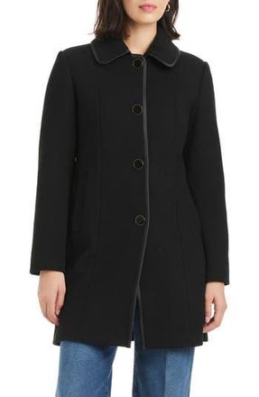 Kate Spade New York satin pipe trim wool blend coat in Black at Nordstrom Rack, Size X-Large