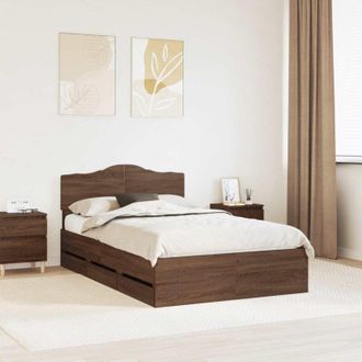 vidaXL Estructura De Cama Roble Marr&oacute;n 120 X 190 Cm Madera Ingenieril Vidaxl