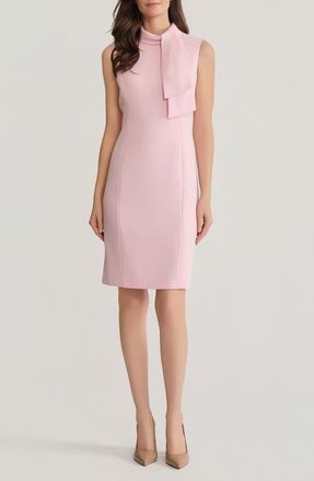 Kasper Neck Tie Sleeveless Sheath Dress in Tutu Pink at Nordstrom, Size 10P