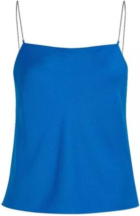 Calvin Klein Metal Detail Cami Top - Dames - Tops zonder mouwen - Blauw - S - Katoen - Tops