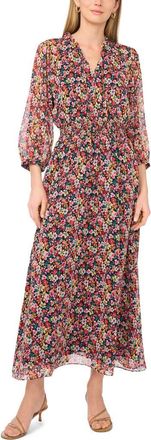 Vince Camuto Floral Print Maxi Dress in Classic Navy at Nordstrom, Size X-Large