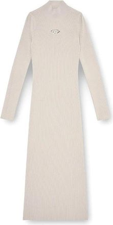 Diesel Mock Neck Midi Jurk - Dames - Kleedjes - Grijs - L - Polyester - Kleedjes