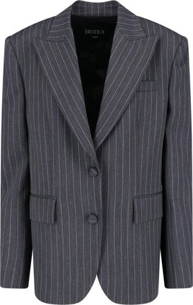 Dondup Grey Wool Cut-Out Cuffs Blazer