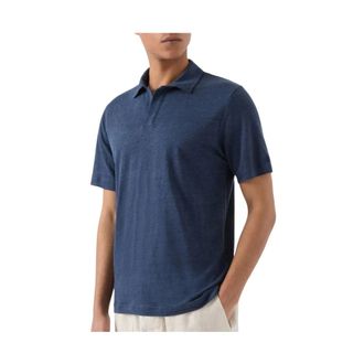 MC2 Saint Barth Polo Shirts, male, Blue, Size: 2XL Polo in lino Fraser senza bottoni