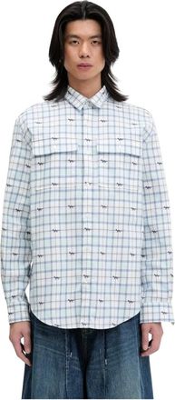Maison Kitsun&eacute; Hombre, Camisas, Azul, Talla: L