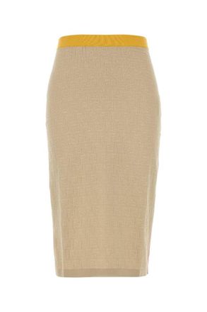 Fendi Beige Stretch Midi Skirt