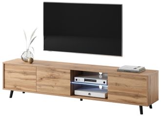 Selsey Selsey - Galhad - Mueble Tv - 175 Cm Ancho - Roble Wotan - Iluminaci&oacute;n Led A Pilas