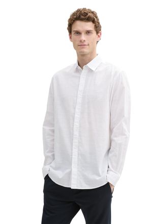 Tom Tailor Langarmhemd TOM TAILOR, Herren, Gr. S, N-Gr, weiss (wei&szlig;), Obermaterial: 100% Baumwolle, unifarben, regular fit Po-bedeckend, Manschette, Hemden Langa