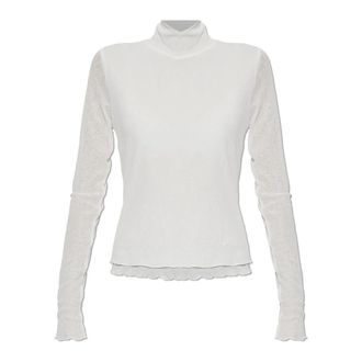 Ganni Coltrui in Marl Mesh - Dames - Longsleeves - Beige - M - Polyester - Tops