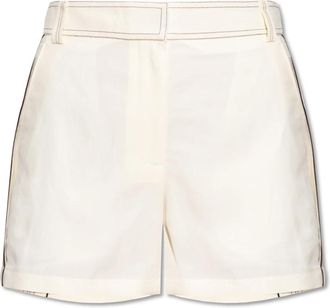 Tory Burch Shorts met contraststiksels - Dames - Bermuda - Wit - XS - Korte Broeken