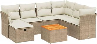 vidaXL Vidaxl - Juego De Sof&aacute;s De Jard&iacute;n Con Cojines Beige 8 Pzas Rat&aacute;n Pe