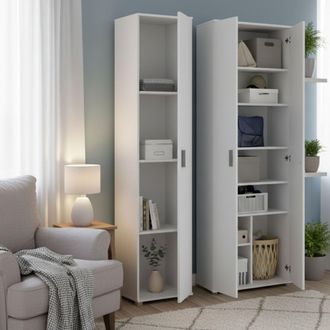Dmora Armario Multiusos Grande Casciano, Modulado, 9 Estantes, 3 Puertas, 100x190h Cm Blanco