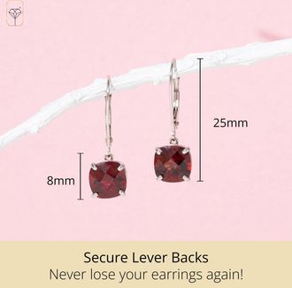 MAX + STONE Solid 14k Yellow or White Gold 8mm Cushion Cut Dangle Gemstone Earrings