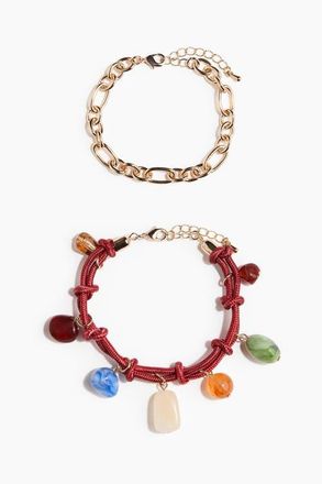 H&M 2-pack Bracelets in Gold-Colored/red at Nordstrom