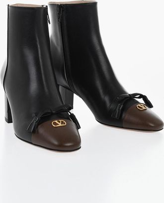 Valentino Stivaletti in Pelle con Punta a Contrasto e Zip Interna 6cm Valentino