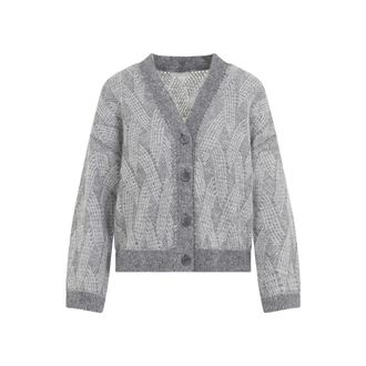 PESERICO Grey Knitted V Neck Cardigan