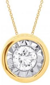 Allurez 0.20ct 14k Yellow Gold Diamond Round Solitaire Pendant Necklace