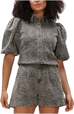Janice Dames, Blouses & Shirts, Grijs, Maat: M Katoen