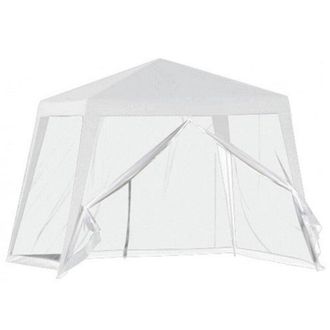 Trade Shop Trade Shop Traesio - Gazebo Tenda Da Giardino Resistente Removibile 2.5x2.4x3mt Bianco Con Zanzariera 222708