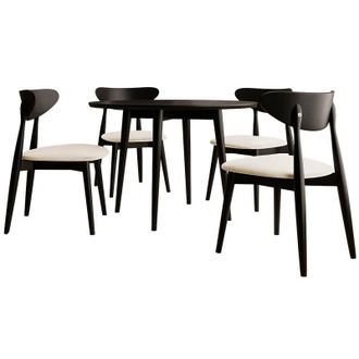 Mirjan24 Conjunto De Comedor Racine 124, Negro, 76x0x0cm, Di&aacute;metro: 100, N&uacute;mero De Asientos: 4, Estilo: Contemporary