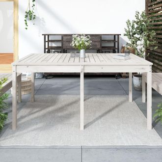 vidaXL Vidaxl - Mesa De Jard&iacute;n Madera Maciza Pino Blanco 159,5x82,5x76 Cm