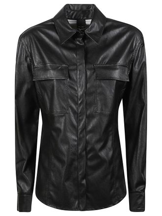 Pinko Cambria Black Faux Leather Casual Shirt