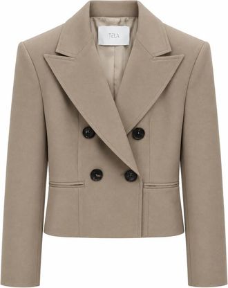 Tela Tamara Blazer - Dames - Blazers - Beige - S - Leer - Jassen