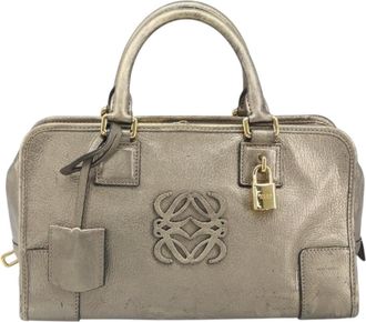 Loewe Amazona Bag Leather Gold Leather Handbag (Pre-Owned)