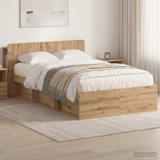 Berkfield Home Bed Frame with Storage Artisan Oak 120 x 190 cm Engineered Wood in Brown