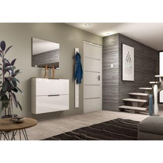 Dmora Zapatero Faloppio, Estanter&iacute;a Para Calzado, Cajones Made In Italy, 10 Pares, 100x19x80h Cm Blanco Brillante