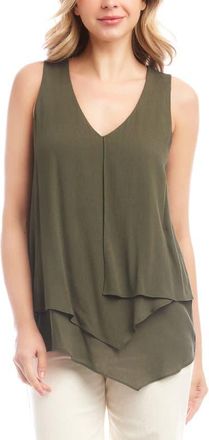 Karen Kane Drape Layered Asymmetric Gauze Tank in Olive at Nordstrom, Size X-Small