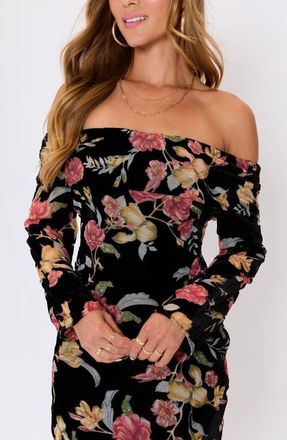 VICI Collection Rowan Floral Off the Shoulder Top in Black Floral at Nordstrom, Size X-Small