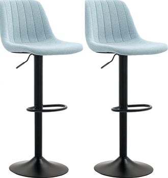 HOMCOM Bar Stools Set Of 2 Adjustable Swivel Bar Chairs With Backrest - Light Blue | TJ Hughes